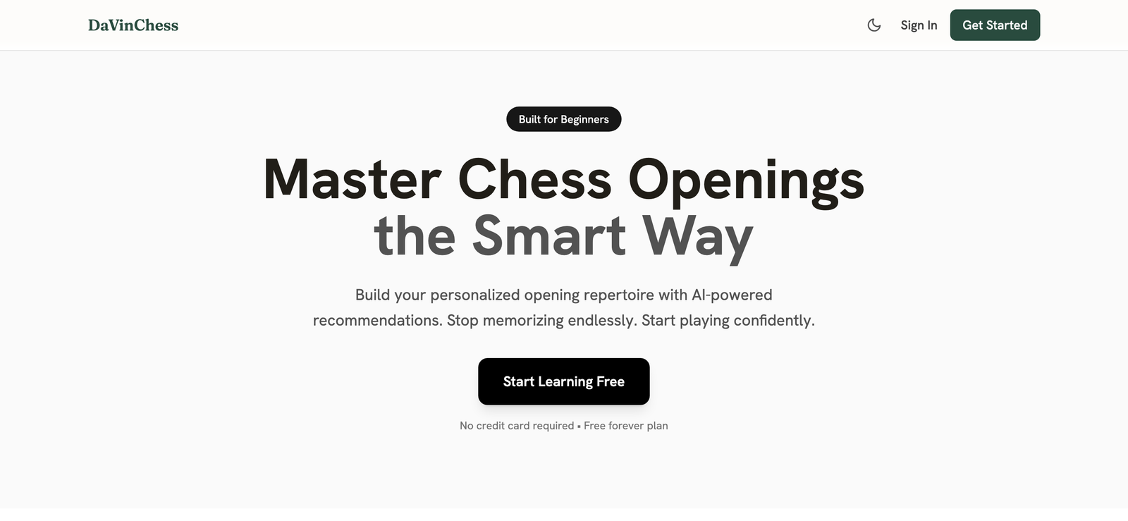 The DaVinChess web app at davinchess.com — Master Chess Openings the Smart Way